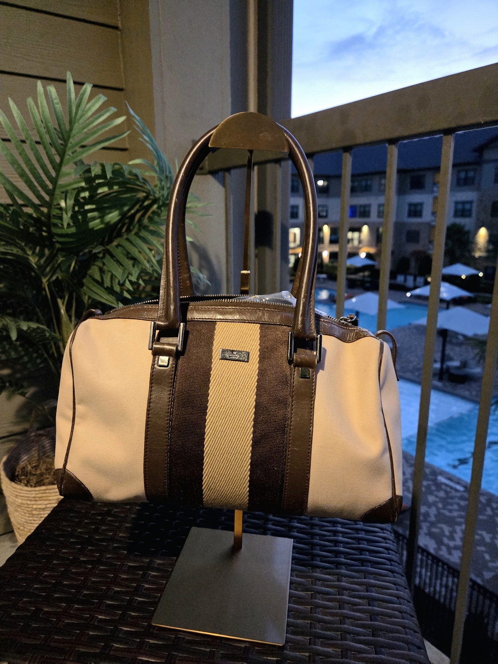 Gucci Beige and Brown Boston Bag